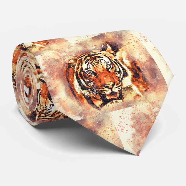 Tiger Masculine Tigers Chat Imprimer Motif Cravate (Roulé)