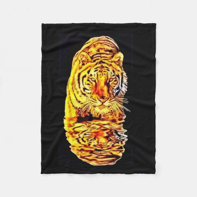 Tiger Mirror Art Nouveau Fleece Blanket (Front)