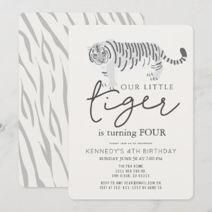Tiger Modern Cream Invitation Anniversaire de enfa