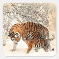 tiger mom and baby stickers