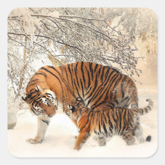 tiger mom and baby stickers