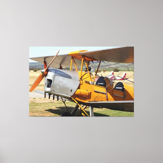 Tiger Moth yellow biplane aircraft Canvas Print (Front)