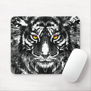 Tiger Mousepad - Black and White Tiger Drawing