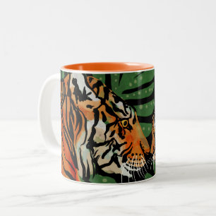Tiger mum and cub Two-Tone coffee mug