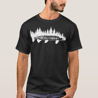 Tiger Musky Pine Forest Treeline  Outdoor Fishing  T-Shirt