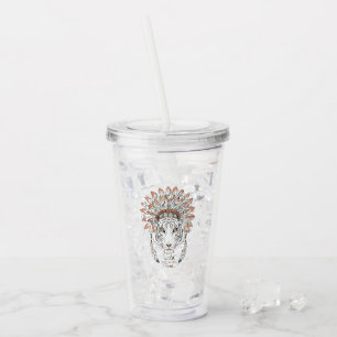 Tiger Native American Indian Chief Acrylic Tumbler
