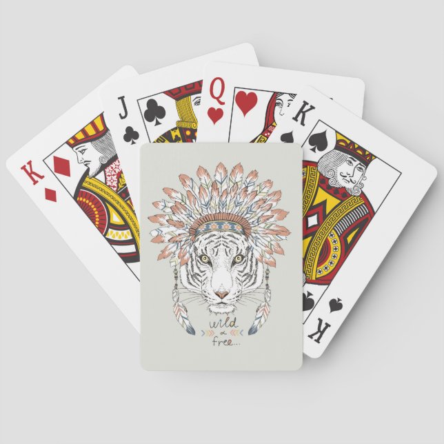 Tiger Native American Indian Chief Playing Cards (Back)