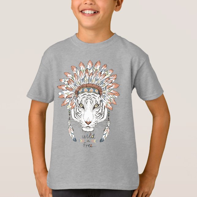 Tiger Native American Indian Chief T-Shirt (Front)