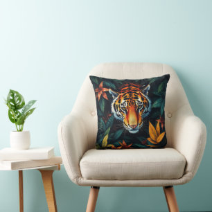 “Tiger of Mine” – Colourful Tiger Portrait Throw Pillow