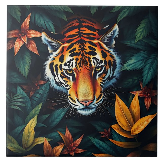 “Tiger of Mine” – Colourful Tiger Portrait Tile (Front)
