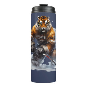 Tiger on Ice Hockey Adventure Thermal Tumbler