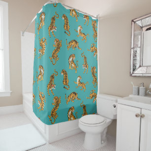 Tiger on Teal Pattern