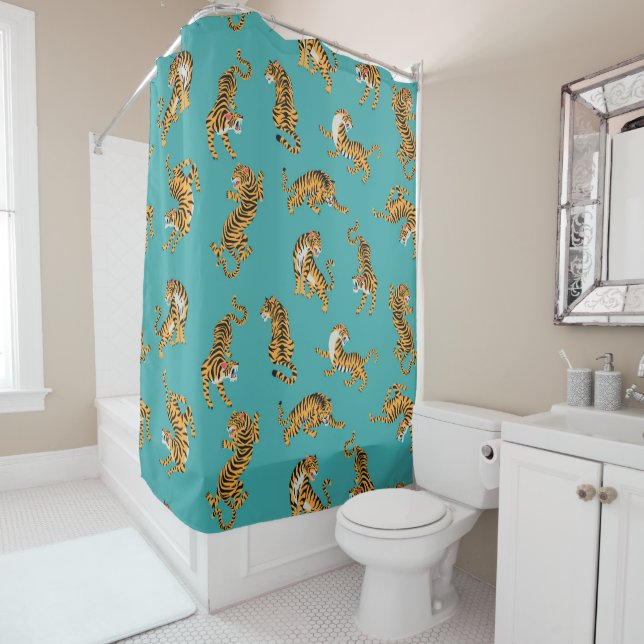Tiger on Teal Pattern (In Situ)