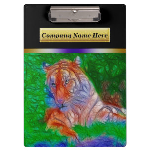 Tiger on the green and blue grass clipboard