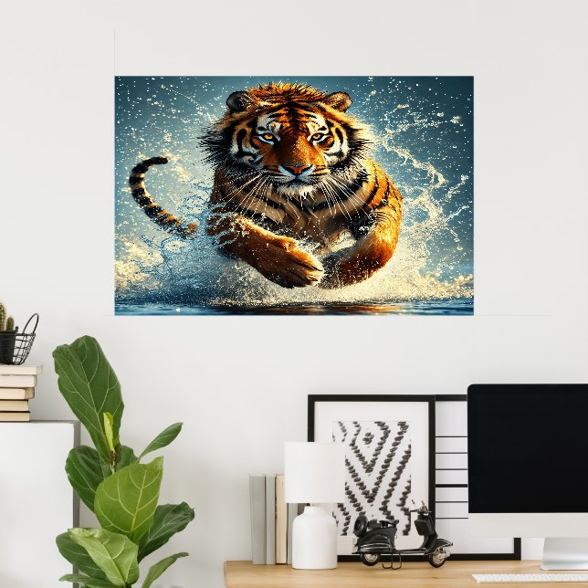  Tiger on the Turquoise Tide Poster (Home Office)