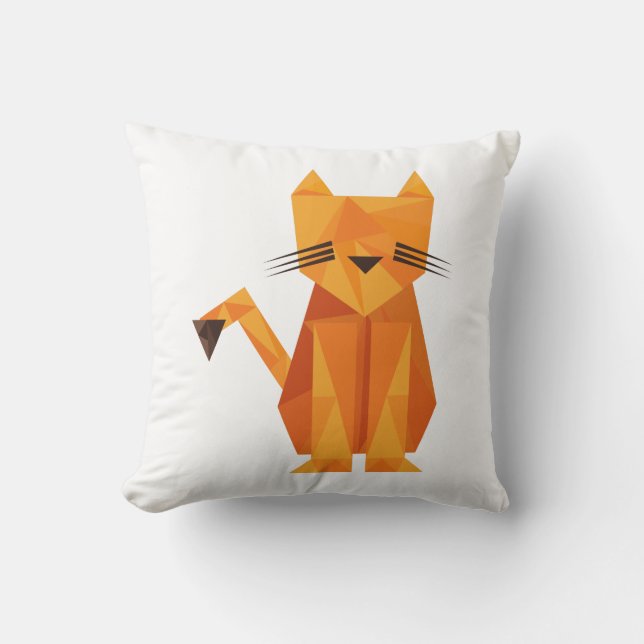 Tiger Oragami Throw Pillow (Front)