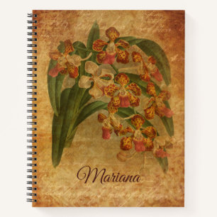 Tiger Orchid Vintage Paper Style Art Notebook