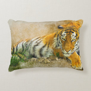 Tiger painting accent pillow