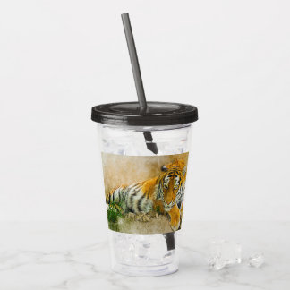 Tiger painting acrylic tumbler