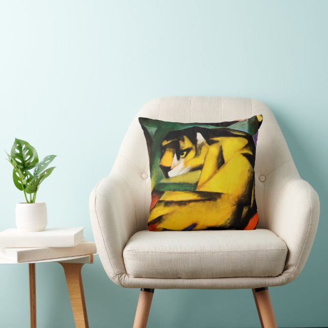 Tiger painting by Franz Marc Throw Pillow (Chair)