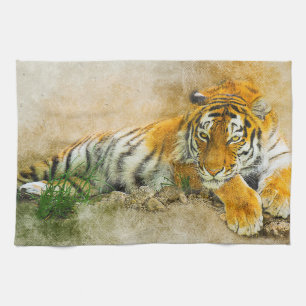 Tiger painting kitchen towel