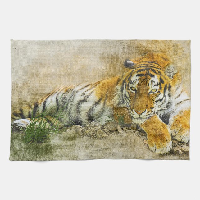Tiger painting kitchen towel (Horizontal)