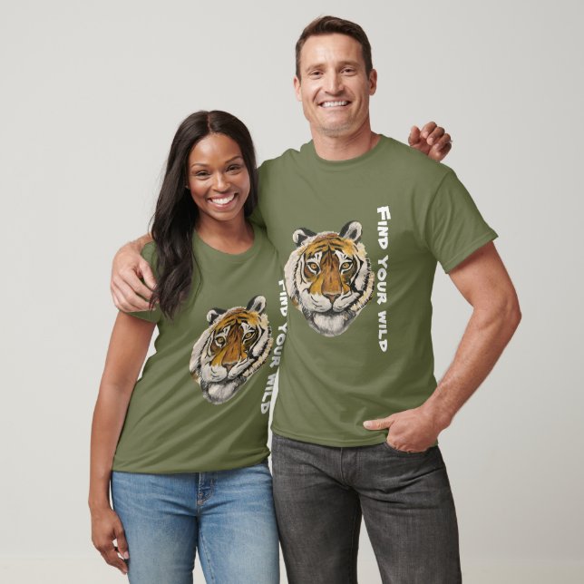 Tiger painting, looking at camera personalize text T-Shirt (Unisex)