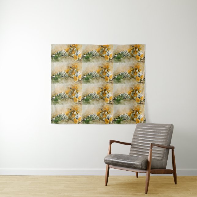 Tiger painting tapestry (In Situ (Horizontal))