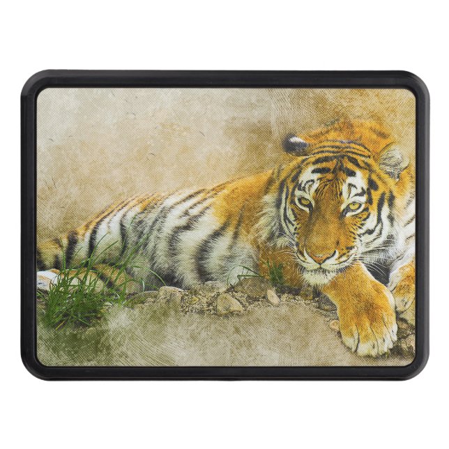 Tiger painting trailer hitch cover (Front)
