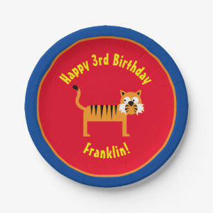 Tiger Paper Plates Animal Birthday Party