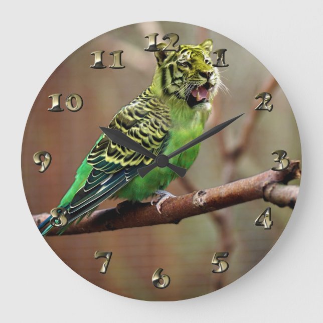 Tiger Parakeet Large Clock (Front)