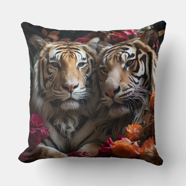 Tiger Partners Throw Pillow (Front)