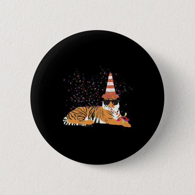 Tiger Partying Animals Having A Party  2 Inch Round Button (Front)