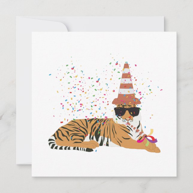 Tiger Partying - Animals Having a Party Card (Front)