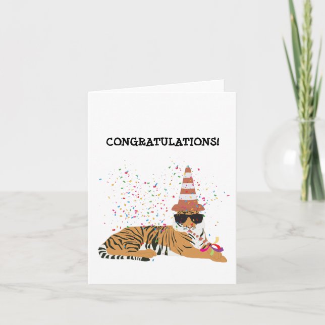 Tiger Partying - Animals Having a Party Card (Front)