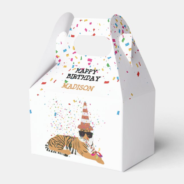 Tiger Partying - Animals Having a Party  Favor Box (Front Side)
