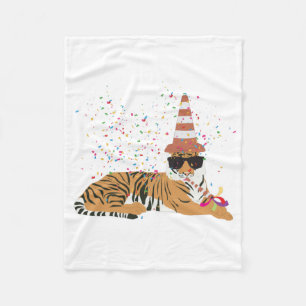 Tiger Partying - Animals Having a Party Fleece Blanket