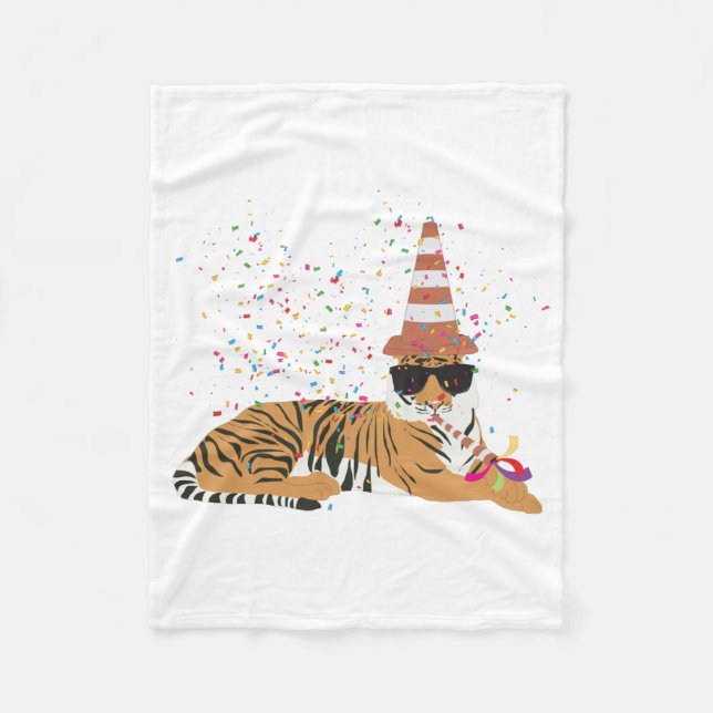 Tiger Partying - Animals Having a Party Fleece Blanket (Front)