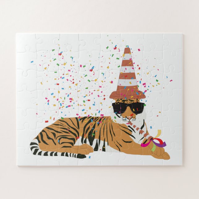 Tiger Partying - Animals Having a Party Jigsaw Puzzle (Horizontal)
