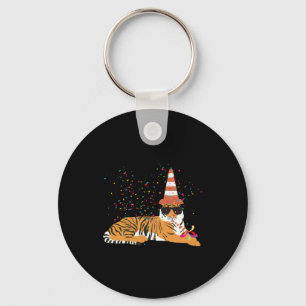 Tiger Partying Animals Having A Party Keychain