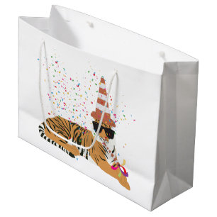 Tiger Partying - Animals Having a Party Large Gift Bag