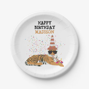 Tiger Partying - Animals Having a Party  Paper Plate