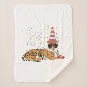 Tiger Partying - Animals Having a Party Sherpa Blanket