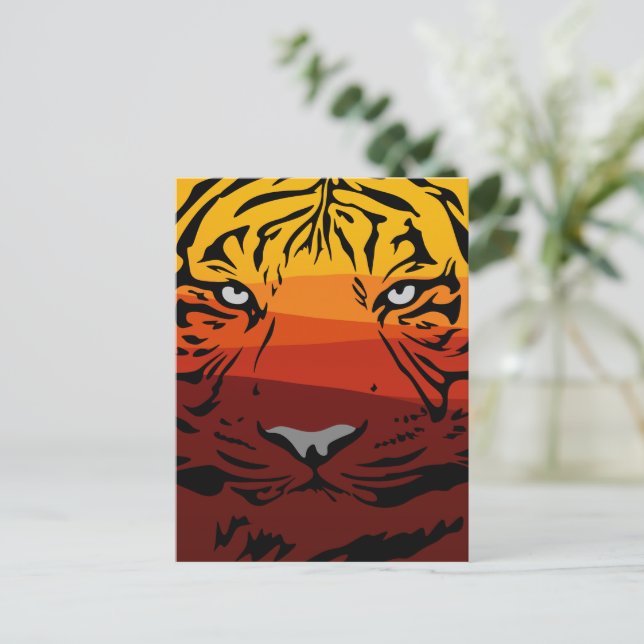 Tiger pattern animal design flat texture colourful holiday postcard (Standing Front)