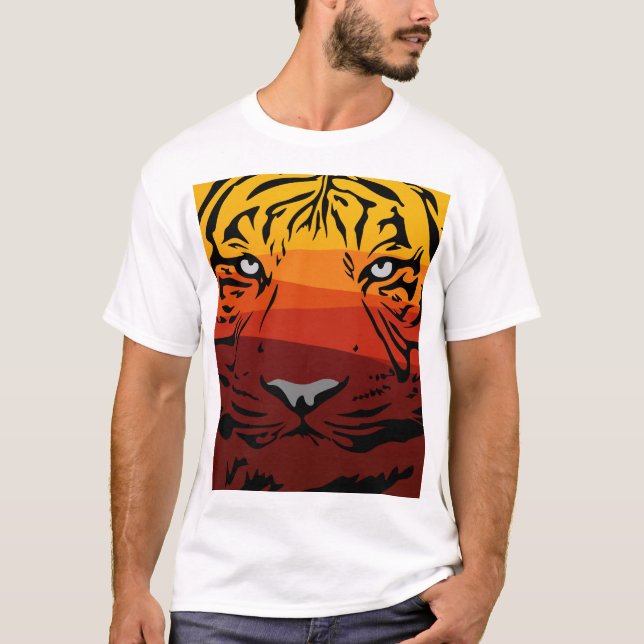 Tiger pattern animal design flat texture colourful T-Shirt (Front)