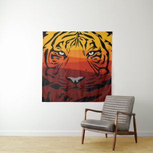 Tiger pattern animal design flat texture colourful tapestry