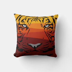 Tiger pattern animal design flat texture colourful throw pillow