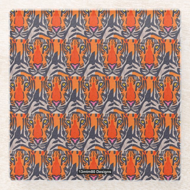 Tiger (pattern) - Glass Coaster (Front)