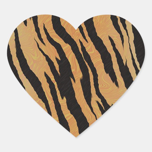 Tiger Pattern Heart Sticker (Front)