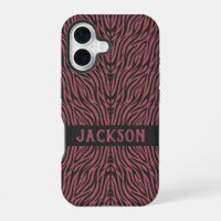 Tiger Pattern in Red and Gray with Name